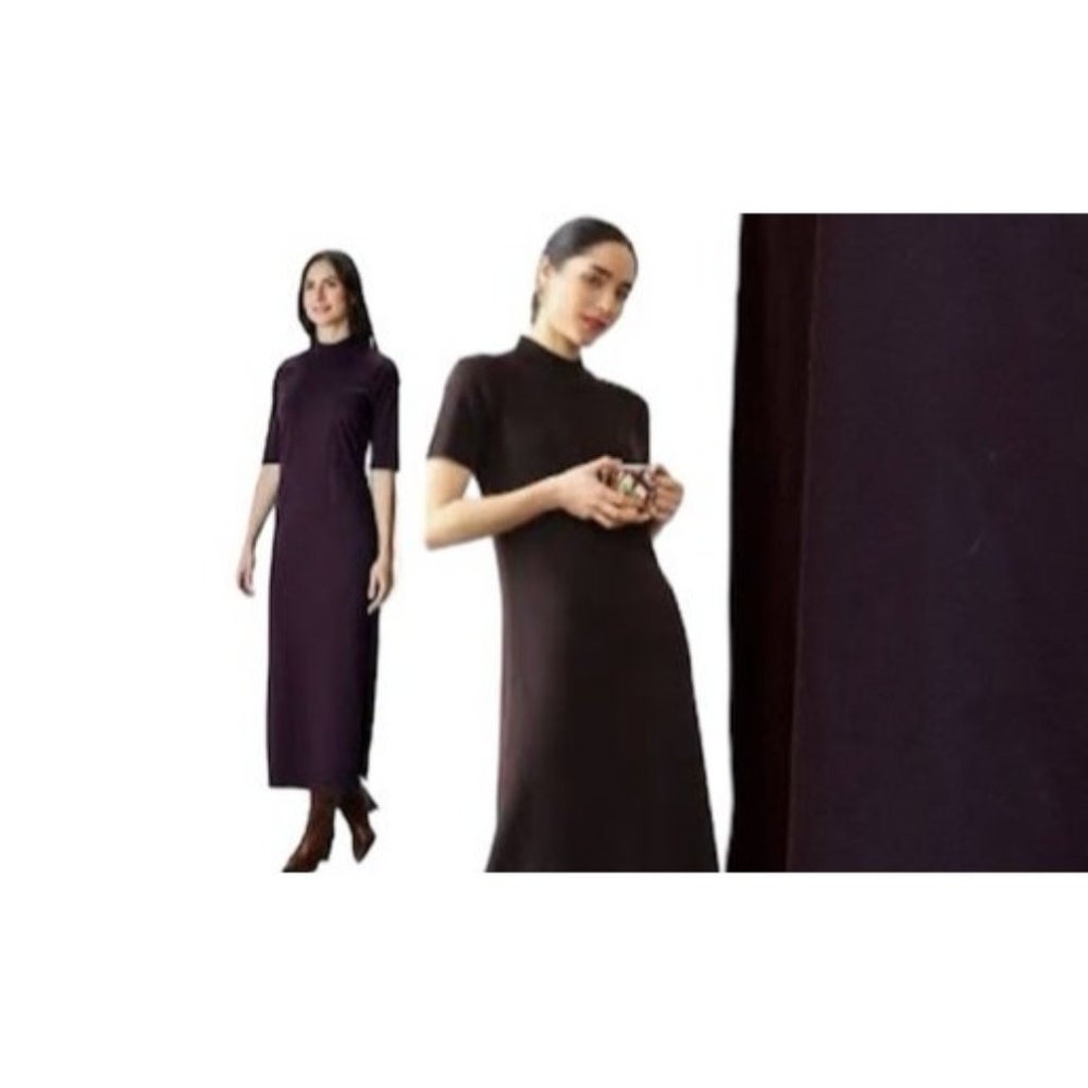 Dress purple maxi long sweater dress mock turtleneck